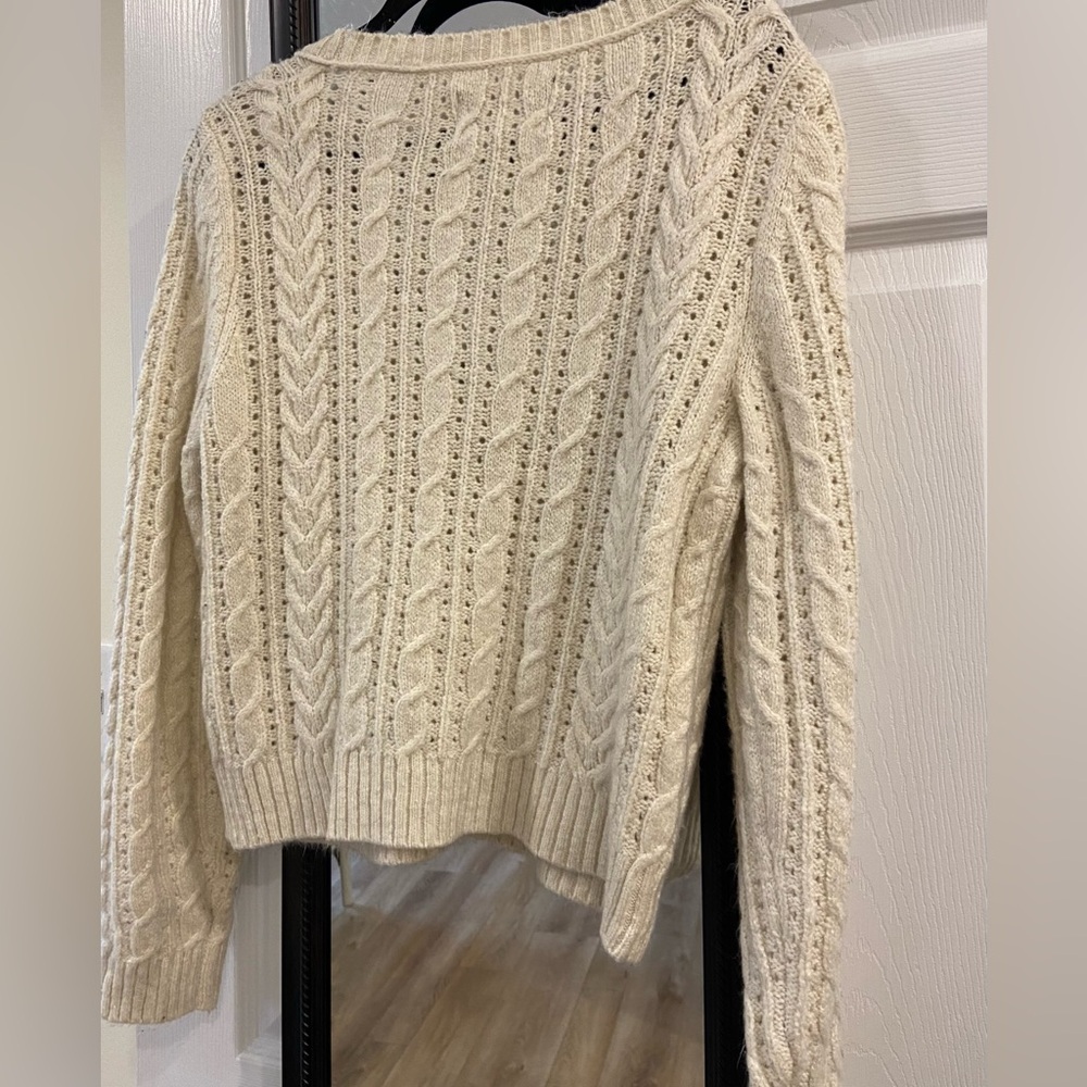 American Eagle Cropped Cable Button Up Sweater Ca… - image 2